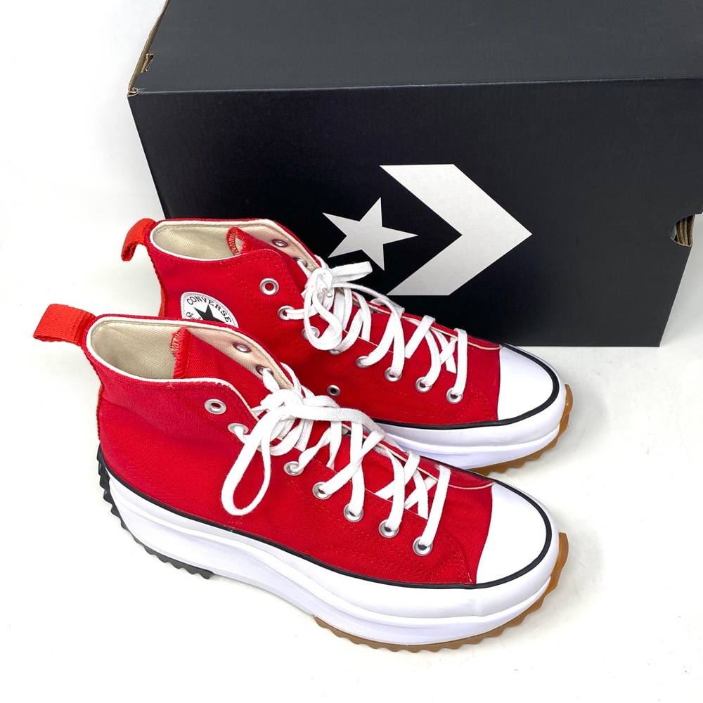 Converse Run Star Hike Shoes Platform Women Canvas Red High Top Sneakers A06157C - Picture 8 of 11